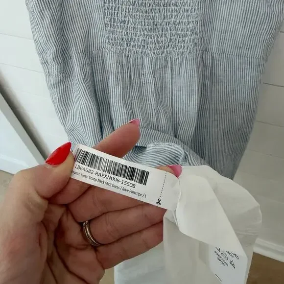 Women’s Quince 100% European Linen Scoop Neck MIDI Dress Large L - Picture 11 of 11